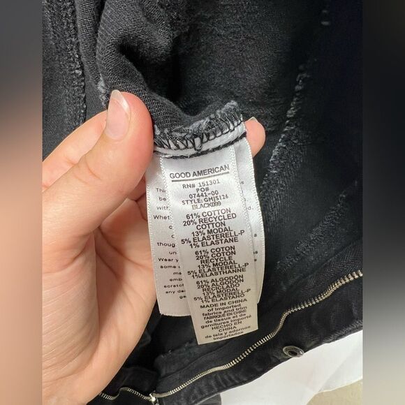 GOOD AMERICAN BLACK WASH DENIM JUMPSUIT SIZE 2 - Picture 5 of 6